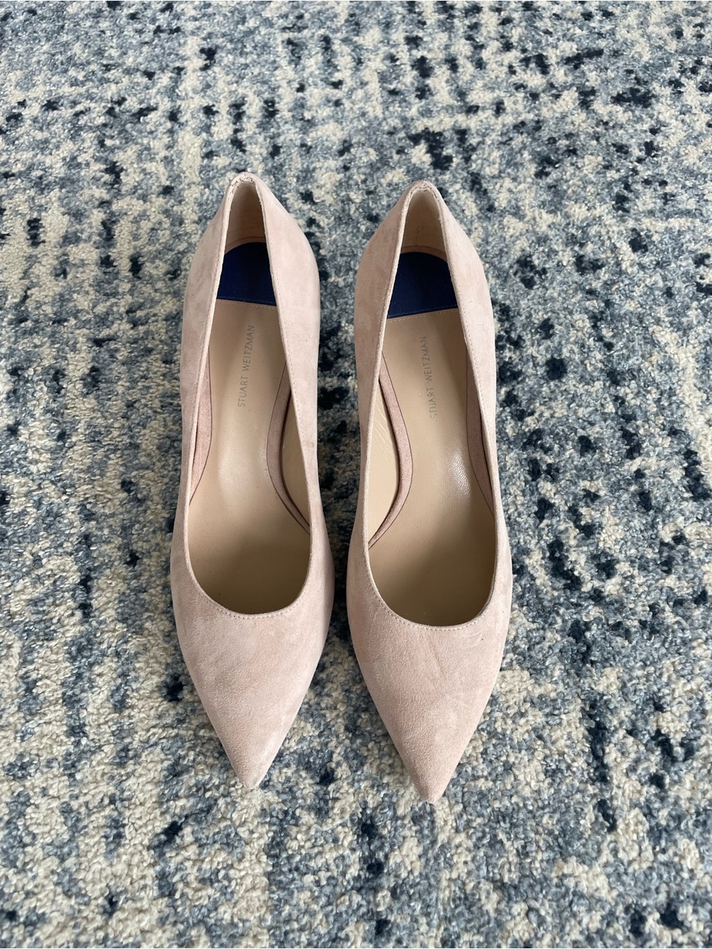 Stuart Weitzman Pale Pink Suede Pointed-Toe Pumps